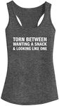 FANNOO Workout Tank Tops for Women-Torn Between Womens Funny Saying Fitness Gym Racerback Sleeveless Shirts, Grey, Medium