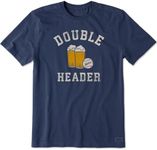 Life is Good. Men's Double Header Baseball & Beer SS Crusher Tee, Darkest Blue, XXL