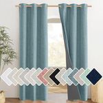 NICETOWN 100% Blackout Curtains 84 Inches Long, Skylark Blue Blackout Linen Drapes for Bedroom Living Room Window Treatments Thermal Insulated Curtain 2 Panels, 42 Inches Wide Per Panel