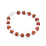 DHRUVS COLLECTION 925 Silver Rudraksha Bracelet With Flower Caps for Boys, Girls, Men & Women | Traditional Rakshabandhan Rakhi For Brother & Bhabhi, Ideal For Casual Wear