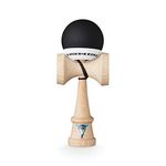 KROM Original Pro Kendama Wooden for Beginners and Advanced Players - Pop Black - Skill Game for Outdoor and Indoor Use - Wooden Toy with String and Ball - Kendama Skill Toy Ball Catching Game