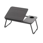 Adjustable Laptop Stand Bed Table with Foldable Legs for Laptop and Writing, Adjustable Computer Tray with Cup Slot for Working, Reading on Bed, Sofa, Couch, etc, Black