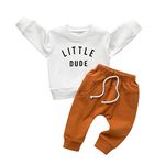 Toddler Baby Boy Clothes Letter Long Sleeve Sweatshirt Pullover Tops Long Jogger Pants Fall Winter Outfit Set Brown 12-18 Months