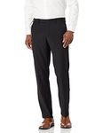 Perry Ellis Men's Portfolio Modern Fit Flat Front Bengaline Pant, Black Ice, 38W x 30L