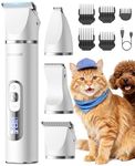 oneisall Quiet Cat Clippers for Matted Fur, Cat Grooming Kit 3 in1 with LCD Display, 3 Speed, Cordless Cat Paw Trimmer, IPX7 Waterproof Cat/Dog Clippers for Paw/Butt/Back/Face/Ear
