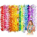 Hawaiian Garlands (50 Pcs), Tropical Hawaiian Necklace Leis (100cm) Tropical Leis Necklace Multicolor Party Garland Hawaiian Leis Set for Fancy Dress, Beach Theme Party Supplies, Decorative Favours