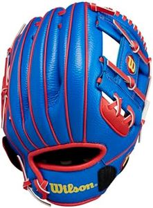 Wilson 2024 A200™ EZ Catch™ Royal 10” T-Ball Glove - Left Hand Throw, Royal/Red/Yellow