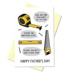 Arsagen Cool Handyman Happy Father's Day Card, Measure Tool Card for Mr. Fix Dad, Funny DIY Dad Card, Dad No One Measure Up To You