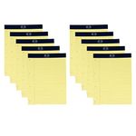 M1SS (Set of 10) A4 Legal Pad 50 Sheets Yellow Feint Margin Ruled 4 Hole Punched Perforated Paper Refill Notepad Lined Writing Pads Memo Book Top Bound