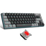 MageGee 60 Percent Gaming Mechanical Keyboard, Minimalist MK-Box Blue Backlit Compact 68 Keys Wired Office Keyboard with Red Switch for Windows Laptop PC Mac Convenient(Gray & Black)