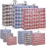 BARGAIN FACTORY Large Laundry Bag – Zip and reinforced handles – Durable Storage Bag - Heavy Duty Portable Checkered Laundry Bag, College Dorm, Apartment, Laundromat, Students (Pack of 10, 60 x 60)