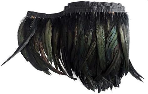 keland 1m de largo flecos de plumas para coser DIY Disfraces Faldas de plumas Bufandas Chales Vestidos de novia Decoracion de Halloween (Negro)