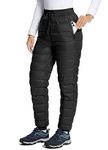 BALEAF Women's Down Pants Winter Ultralight Water Resistance Ski Snow Puffer Pants Packable Warm Trousers Black Large