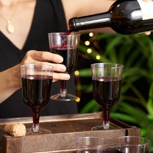 MATANA Clear Plastic Wine Glasses, 48-Pack – Reusable Party Cups