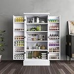 Jehiatek Kitchen Cupboard, 47” Pantry Organizers and Storage, Kitchen Pantry Cabinet White with Doors & Adjustable Shelves, Ideal for Kitchen, Living Room and Dinning Room