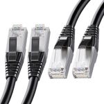 Cable Matters 2-Pack, 40Gbps Shielded Short Cat 8 Ethernet Cable 0.9m in Black (2000 Mhz Ethernet Cable Cat 8, Cat8 Internet Cable, Gaming Ethernet Cable, Lan Cable Cat 8) - 0.9 Meter