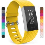 Yousave Accessories Compatible Strap For Fitbit Charge 3, Fitbit Charge 4, Silicone Fitbit Charge 3 Wristband, Sport Wrist Strap for the Fitbit Charge 3 and 4 - Small - Mellow Yellow