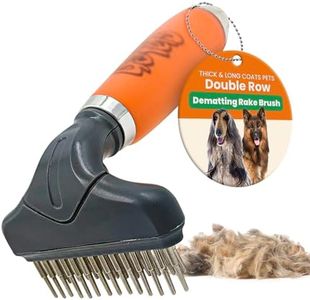 GoPets Double Row Dematting Rake for Dogs & Cats, Undercoat Grooming Brush, Safe Deshedding & Shedding Tool for Thick & Long Coats, Removes Mats & Tangles, Ideal for long-haired dogs