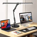 2-in-1 LED Desk Lamp with 160pcs Light Beads, Desk Lamps for Home Office, 24W Architect Desk Lights with Base and Clamp, 3 Colors Lighting 10 Stepless Dimming Modern Table Lamp for Reading/Study/Work