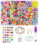 Meschett 480Pcs Fruit Flower Polymer Clay Beads,24 Styles Cute Heart Letter Clay Beads Charms for Jewelry Necklace Earring Making, DIY Bracelet Making Kit Accessories for Women Girls