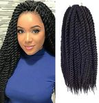 Admutty Havana Twist Crochet Hair 6 Packs 18 inch Braids Senegalese Braiding (1B)