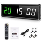 PELLOR Gym Timer, Gym Clock, LED Countdown Countdown Digital Wall Clock, Interval Timer With Stopwatch, Adjustable Brightness, Training Timer With Remote Control For Home Garage Outdoor