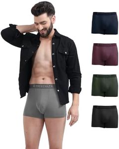 Freecultr Men's Underwear Anti Bacterial Micromodal Airsoft Trunk - Non Itch No Chaffing Sweat Proof - Sable Black,Avocado Green,Mist Grey,Port Wine,Space Blue Size L Pack 5