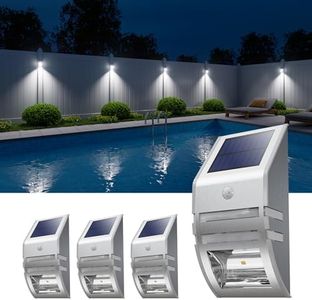 4 Pack Solar Wall Lights, Stainless Steels Outdoor Waterproof Motion Sensor Modern Metal Lamps for Fence, Deck, Post, Stair, Front Porch, Dock, Patio, Yard, House Siding, Convenient Security Lighting
