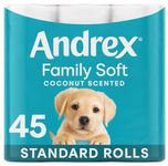 Andrex Coconut Fresh Fragrance Toilet Rolls - 45 Toilet Roll - Bulk Buy Toilet Rolls - Coconut Scented Toilet Rolls For A Fresh And Confident Clean