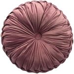 Teieas Round Throw Pillow Velvet Home Decoration Pleated Round Pillow Cushion for Couch Chair Bed Car Blush