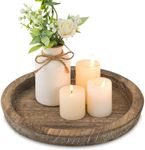 Hanobe Candle Plate Holder Tray: Round Wooden Decorative Candle Plate Small Farmhouse Table Centerpiece Rustic Wood Tealight Pillar Trays for Christmas Wedding Halloween Home Decor