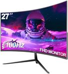 CRUA 27" Écran Gaming Courbé, 100Hz, Full HD 1080P, 1800R, sans Cadre, 1ms GTG, FreeSync, Faible Flou, Protection des Yeux, VESA, HDMI