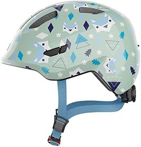 ABUS Casque pour enfants Smiley 3.0 - Casque de vélo avec ajustement profond, designs adaptés aux enfants & place pour une tresse - pour filles et garçons - Vert clair avec motifs, taille S