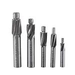 5pcs Countersink End Mill, Cutter Slot Drill Bits CNC Rotary Burrs Set Tool M3-M8 4 Flutes HSS-AL for Copper, Aluminum, Steel, Cast Iron