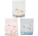 Teeny Buddens Baby hooded bath towel Personalised embroidered with bumblebees