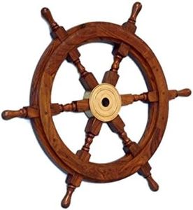 Hampton Nautical Deluxe Class Wood and Brass Decorative Ship Wheel 18" - Nautical Home Decoration Gifts