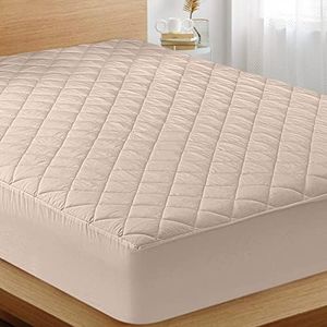 Utopia Bedding Quilted Fitted Mattress Pad (Full), Elastic Fitted Mattress Protector, Mattress Cover Stretches up to 16 Inches Deep, Machine Washable Mattress Topper (Beige)