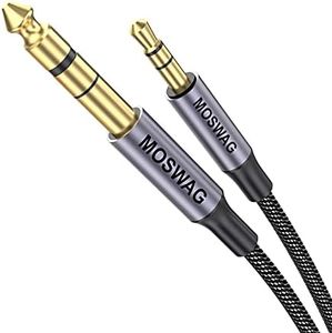 MOSWAG 6.35mm Male to 3.5mm Male TRS Stereo Audio Cable with Zinc Alloy Housing and Nylon Braid Compatible for iPod Laptop Home Theater Devices Amplifiers and More (3.28FT/1Meter)