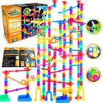 Marble Genius 300 pcs Glow Marble Run Track Race Extreme Set for Kids Age 4+, Glow in The Dark, STEM Educational Building Block, Color Instruction Manual, Christmas & Thanskgiving Gifts for Kids