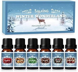 SALKING Aceites Esenciales de Invierno, para Humidificador Difusor, para Fabricación de Velas - Canela, Corona de Navidad, Galleta, Arándano Rojo, Menta, Pan de Jengibre