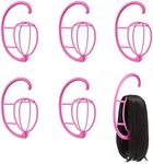 Okuna Outpost 6-Pack Collapsible Wig Storage for Multiple Wigs - Plastic Hanging Wig Stands for Hair Pieces and Headware Accessories for Display and Closet Organization (Pink, 9.8x15 in)