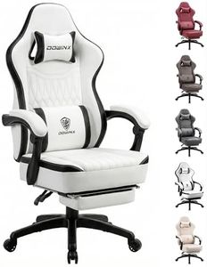 Dowinx Gaming Chair Breathable PU Leather Gamer Chair with Pocket Spring Cushion, Ergonomic Computer Chair with Massage Lumbar Support,Adjustable Swivel Task Chair with Footrest(Black&White)