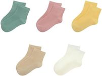 SERISIMPLE Viscose Bamboo Stretch Kids Ankle Socks Breathable Lightweight for Toddler Preschool Thin Soft Baby Socks 5 Pairs (Assorted, Medium)