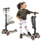 Hurtle 3 Wheeled Scooter for Kids - Tri Scooter, Stand & Cruise Child/Toddlers Toy Folding Kick Scooters w/Adjustable Height, Anti-Slip Deck, Flashing Wheel Lights, for Boys/Girls 2-12 Year Old