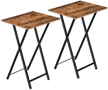 HOOBRO Folding TV Tray Tables, Set of 2 Side Table for Small Space, Industrial Snack Tables for Eating at Couch, Stable Metal Frame, Easy Assembly, Space Saving, Rustic Brown and Black BF25BZ01