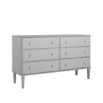 Prepac Lux Dresser, Grey Dresser for Bedroom, Chest of Drawers with 6 Drawers 18.5" D x 56.25" W x 33" H, GDBR-2306-1