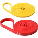 KK Resistance bands for men and women fitness workout exercise, flexibility and strength training. Pull up resistance exercise bands suitable for home, gym (Red and Yellow)