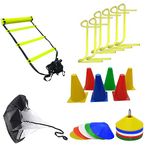 SNC Combo of 6 pc Stacking Cones (6 Inches), 10 Pc Space Markers and Free 1 Pc Agility Ladder (4 M) SSTP, PVC, Multicolour