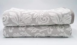 Lex's Linens Jacquard Floral Embossed Smokey Beige Bath Sheet