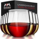 Bravario Unbreakable Stemless Plastic Wine Glasses | Reusable | Shatterproof 100% Tritan Plastic | Dishwasher-Safe | BPA-free | Awesome for Indoor & Outdoor | 13 oz, Set of 8